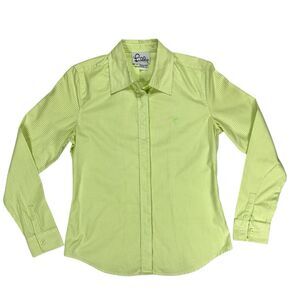 Vintage Lilly Pulitzer Logo Shirt 2 Green White Gingham Button Down White Label